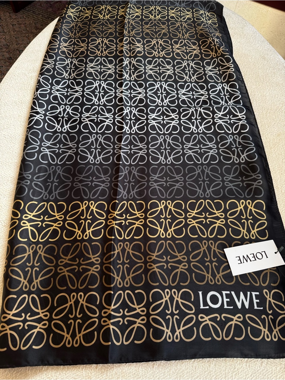 ⚜️Loewe⚜️ Black Scarf with Multicolored Anagram Pattern - Picture 6 of 7